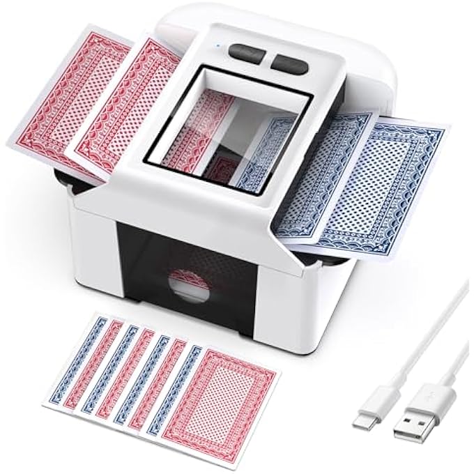 rayihni CARD SHUFFLER MACHINE, BUILT-IN RECHARGEABLE BATTERY, 1-2 DECK FULLY AUTOMATIC SHUFFLER, LOW NOISE, WITH AUTO AND MANUAL MODE, PORTABLE SHUFFLER FOR POKER, UNO, BLACKJACK, HOME CARD GAMES - Image 2